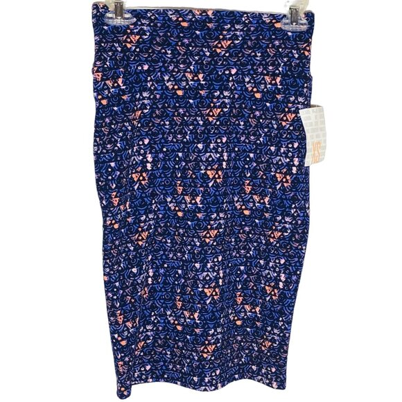 LulaRoe cassie skirt pencil purple stretch graphic poly extra small READ NEW - Picture 1 of 7